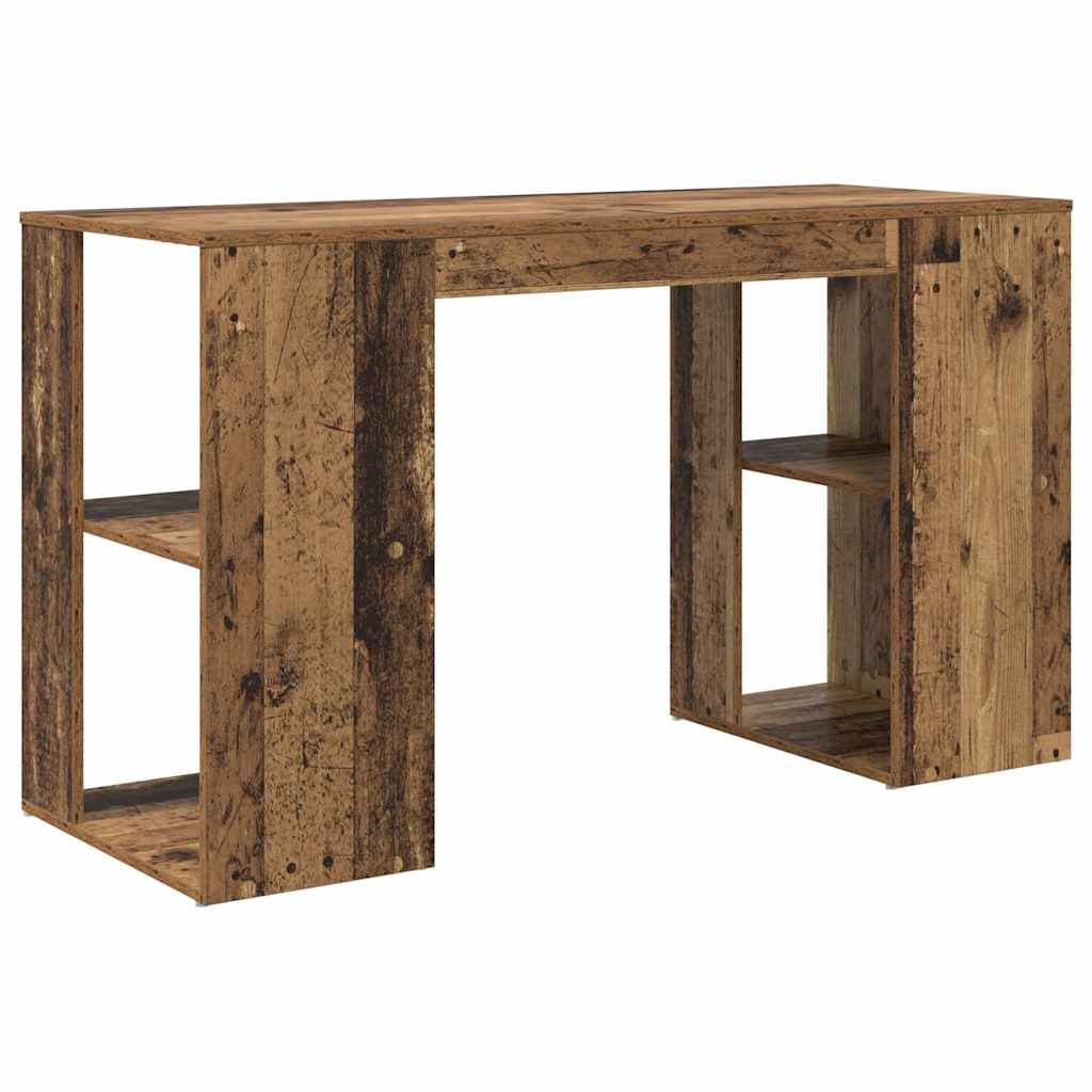 Schreibtisch mit Stauraum mit Regal Altholz 130 x 50,5 x 75 cm