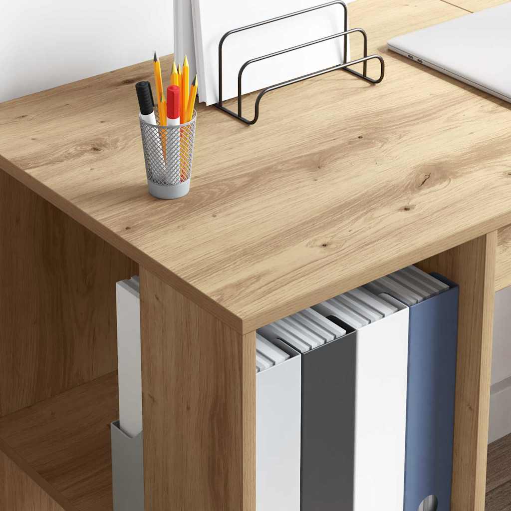 Schreibtisch mit Stauraum Eiche handwerklich 130 x 50,5 x 75 cm