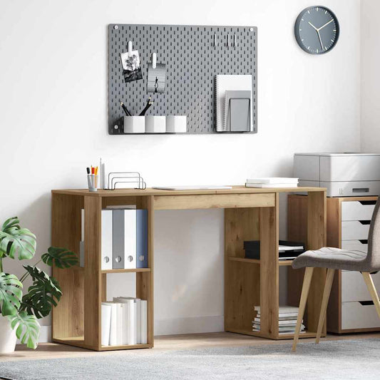 Schreibtisch mit Stauraum Eiche handwerklich 130 x 50,5 x 75 cm