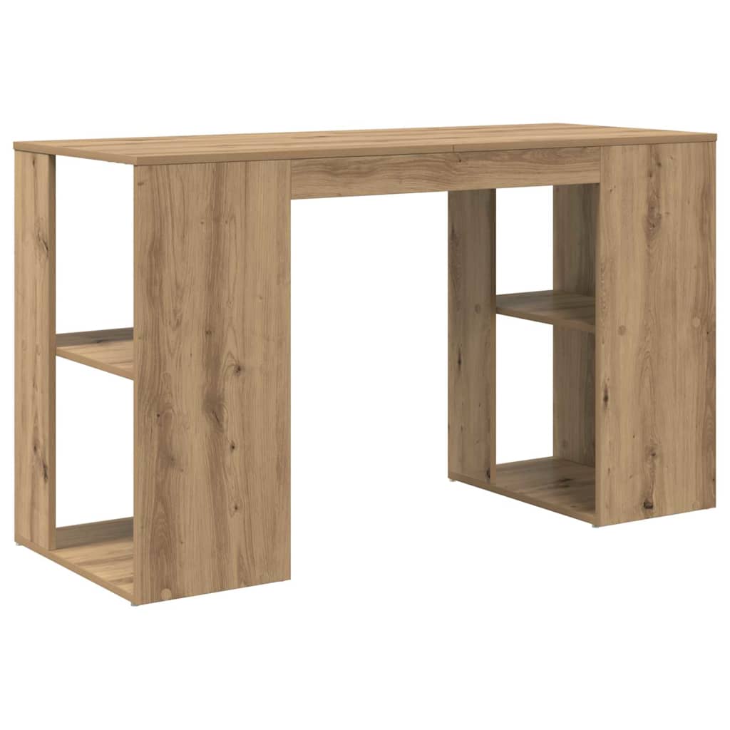 Schreibtisch mit Stauraum Eiche handwerklich 130 x 50,5 x 75 cm