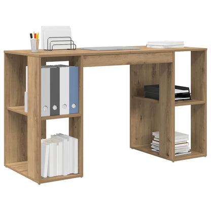 Schreibtisch mit Stauraum Eiche handwerklich 130 x 50,5 x 75 cm