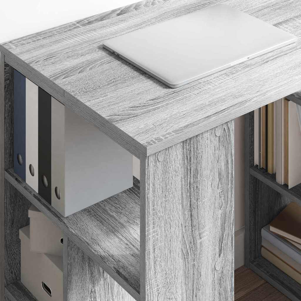 Schreibtisch mit Regal Grau 90 x 50 x 75 cm Holzwerkstoff