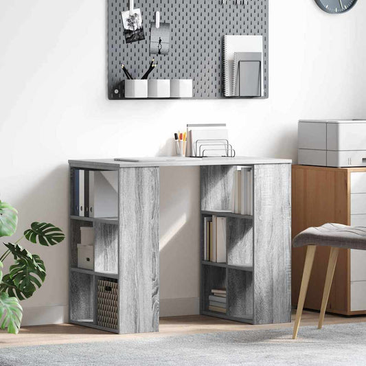 Schreibtisch mit Regal Grau 90 x 50 x 75 cm Holzwerkstoff