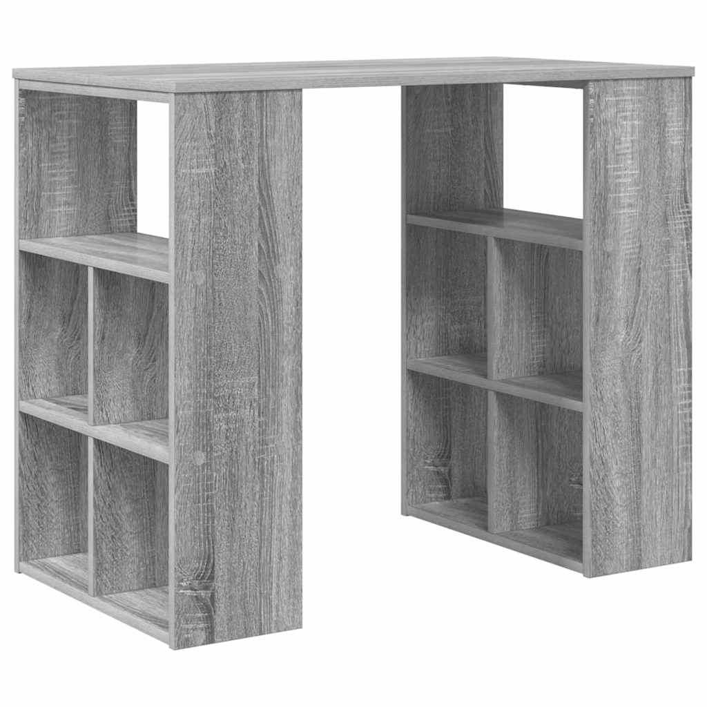 Schreibtisch mit Regal Grau 90 x 50 x 75 cm Holzwerkstoff