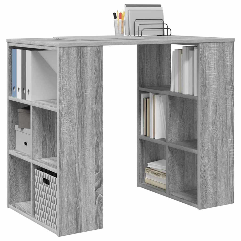 Schreibtisch mit Regal Grau 90 x 50 x 75 cm Holzwerkstoff