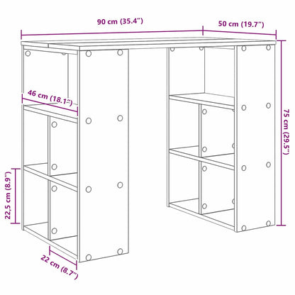 Schreibtisch mit Regal Grau 90 x 50 x 75 cm Holzwerkstoff