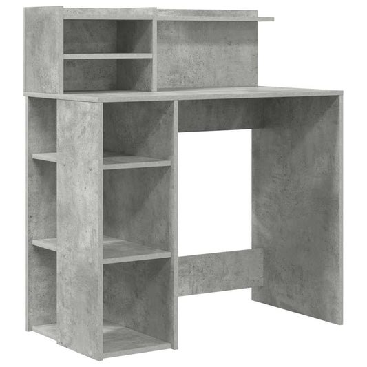 Schreibtisch mit Stauraum Betongrau 90 x 48 x 101,5 cm
