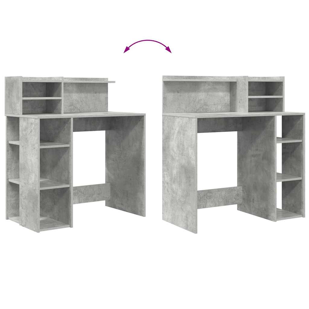 Schreibtisch mit Stauraum Betongrau 90 x 48 x 101,5 cm