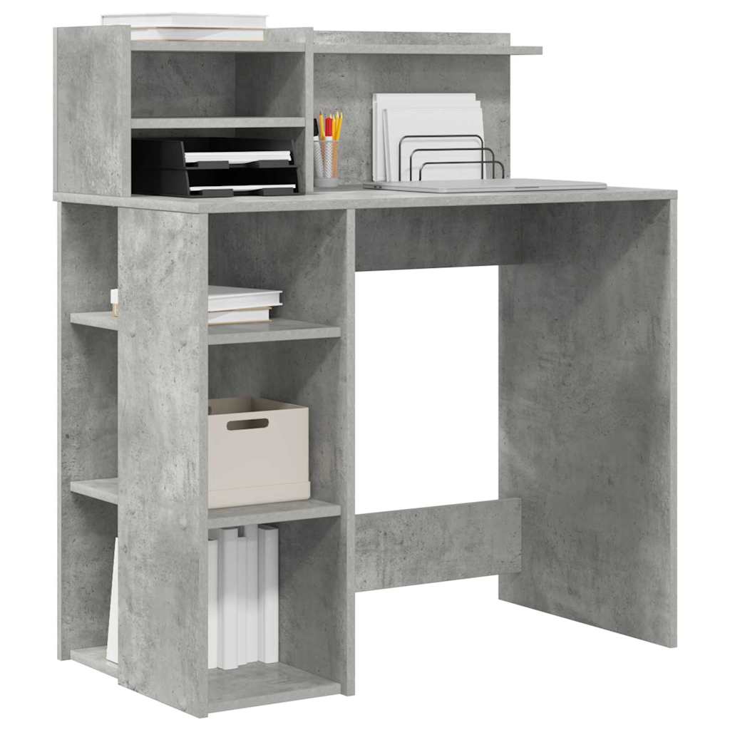 Schreibtisch mit Stauraum Betongrau 90 x 48 x 101,5 cm