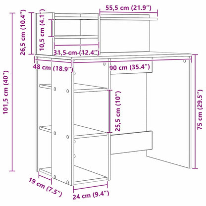 Schreibtisch mit Stauraum Betongrau 90 x 48 x 101,5 cm