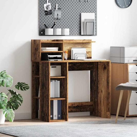 Schreibtisch mit Stauraum mit Regal Altholz 90 x 48 x 101,5 cm