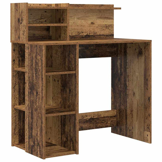 Schreibtisch mit Stauraum mit Regal Altholz 90 x 48 x 101,5 cm
