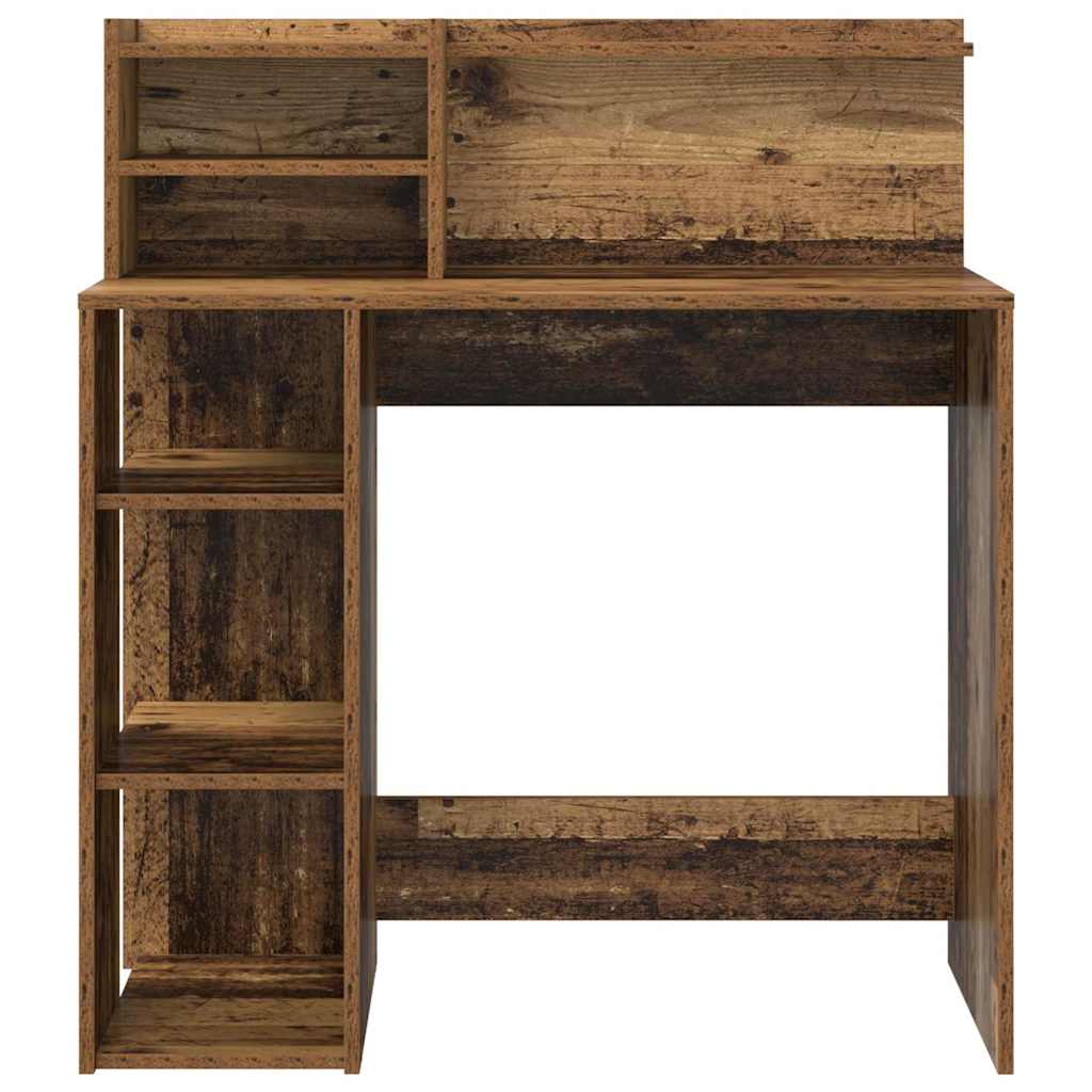 Schreibtisch mit Stauraum mit Regal Altholz 90 x 48 x 101,5 cm