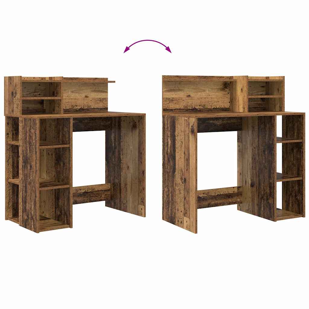 Schreibtisch mit Stauraum mit Regal Altholz 90 x 48 x 101,5 cm