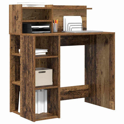 Schreibtisch mit Stauraum mit Regal Altholz 90 x 48 x 101,5 cm