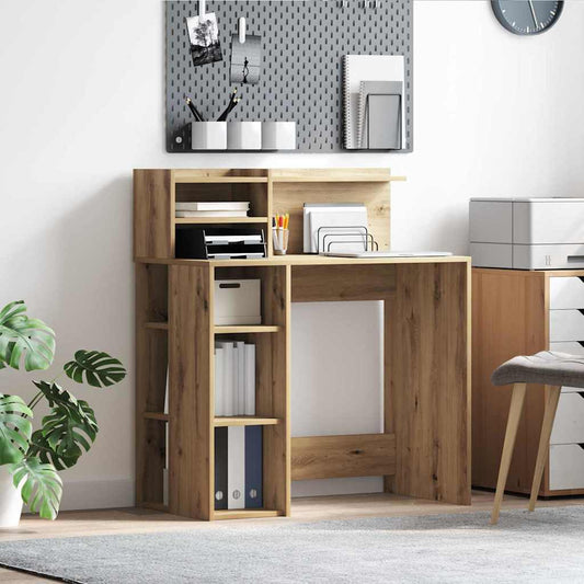 Schreibtisch mit Stauraum Eiche handwerklich 90 x 48 x 101,5 cm