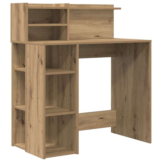 Schreibtisch mit Stauraum Eiche handwerklich 90 x 48 x 101,5 cm