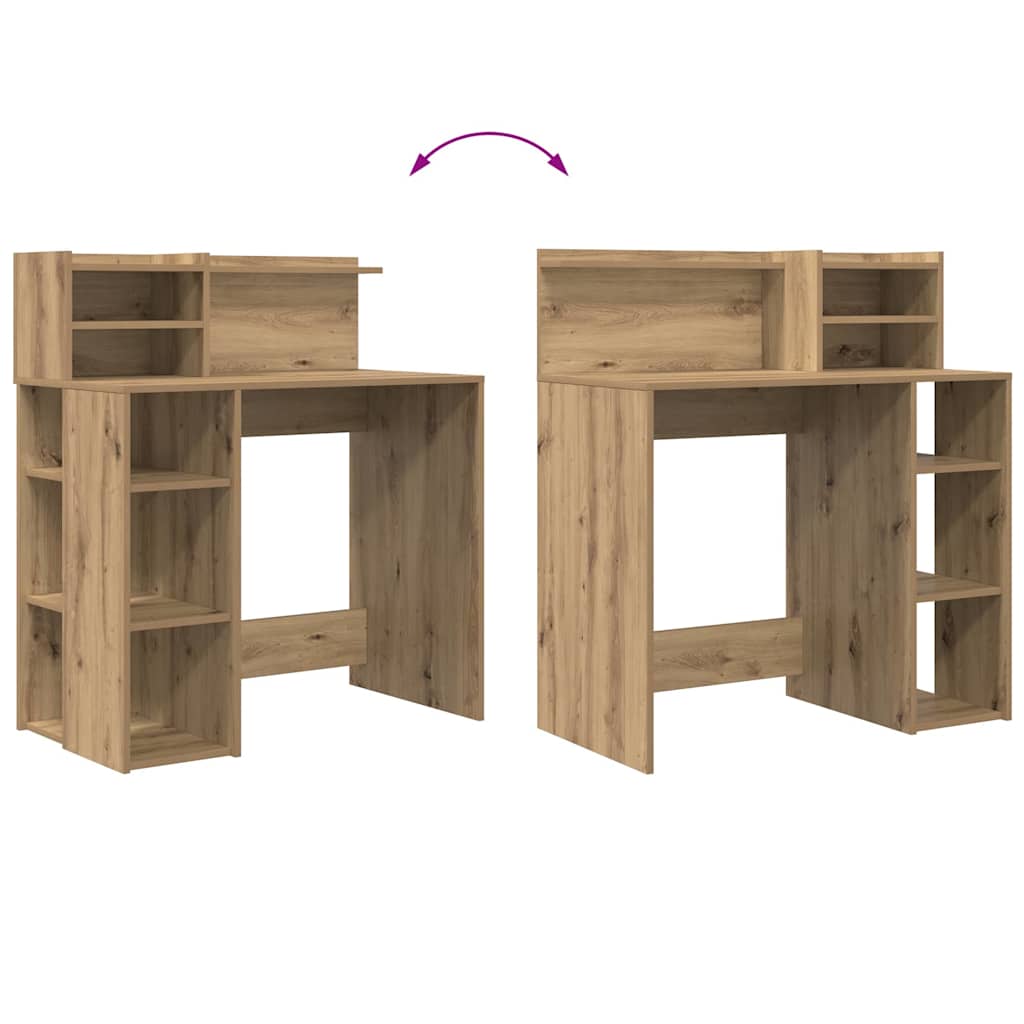 Schreibtisch mit Stauraum Eiche handwerklich 90 x 48 x 101,5 cm