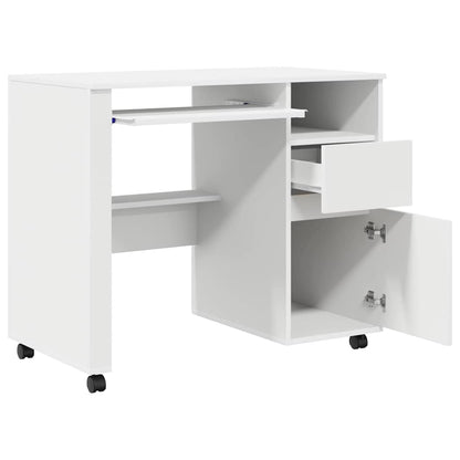 Tisch mit Rollen mit Regal Weiß 91 x 50 x 77 cm Holzwerkstoff