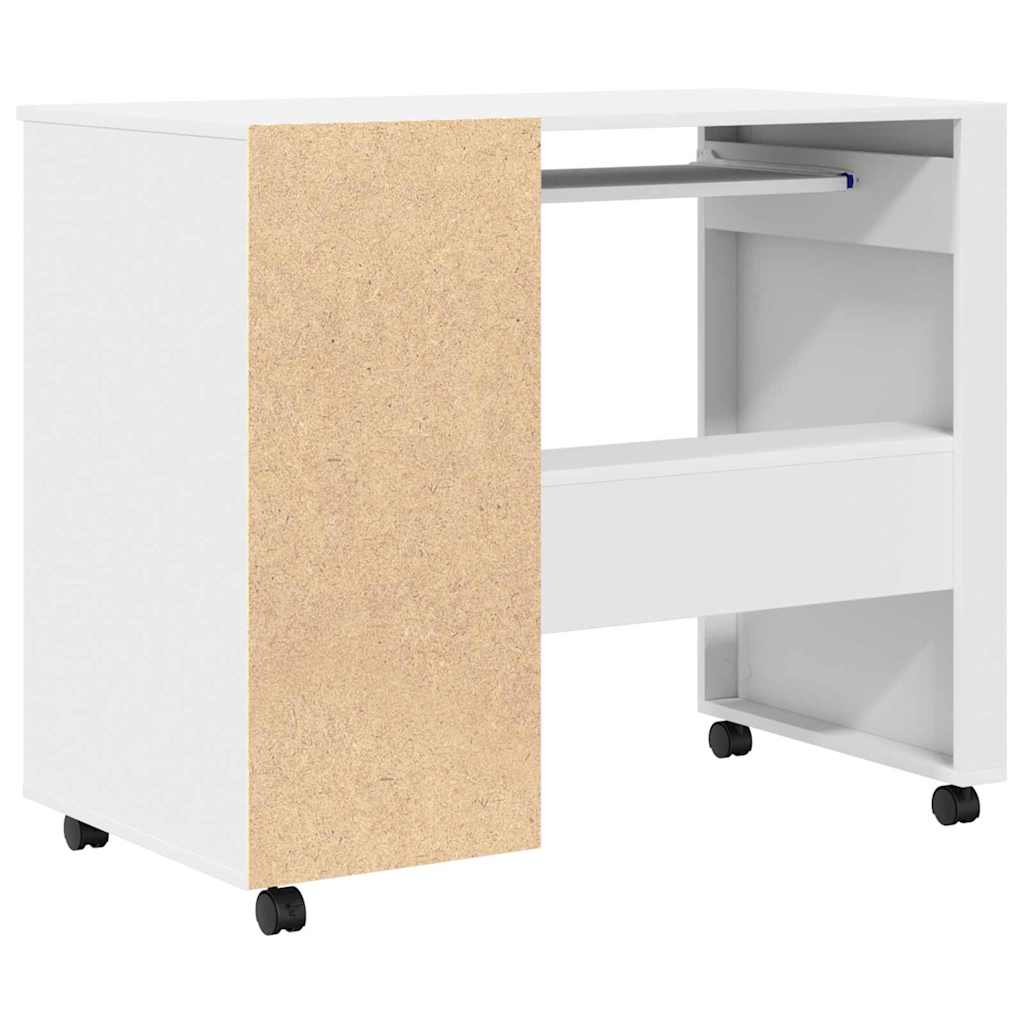 Tisch mit Rollen mit Regal Weiß 91 x 50 x 77 cm Holzwerkstoff