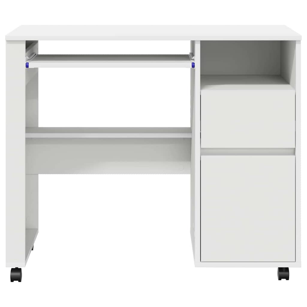 Tisch mit Rollen mit Regal Weiß 91 x 50 x 77 cm Holzwerkstoff