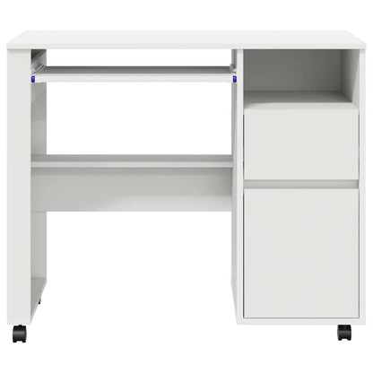 Tisch mit Rollen mit Regal Weiß 91 x 50 x 77 cm Holzwerkstoff