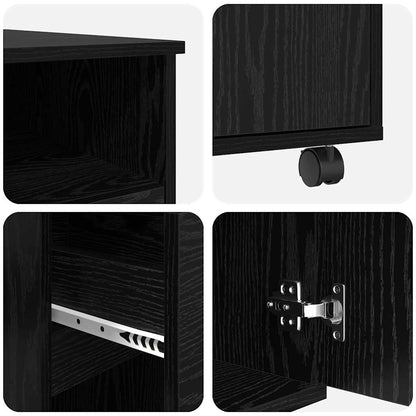 Tisch mit Rollen Schwarze Eiche 91 x 50 x 77 cm Holzwerkstoff