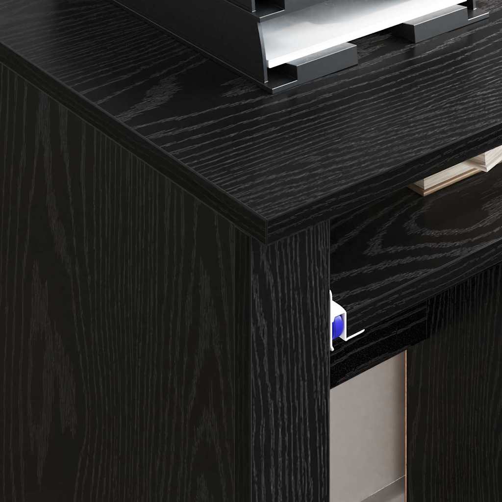 Tisch mit Rollen mit Regal Schwarz Eichen-Optik 91 x 50 x 77 cm