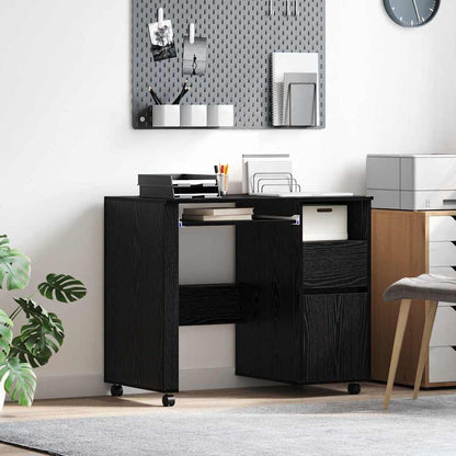 Tisch mit Rollen Schwarze Eiche 91 x 50 x 77 cm Holzwerkstoff