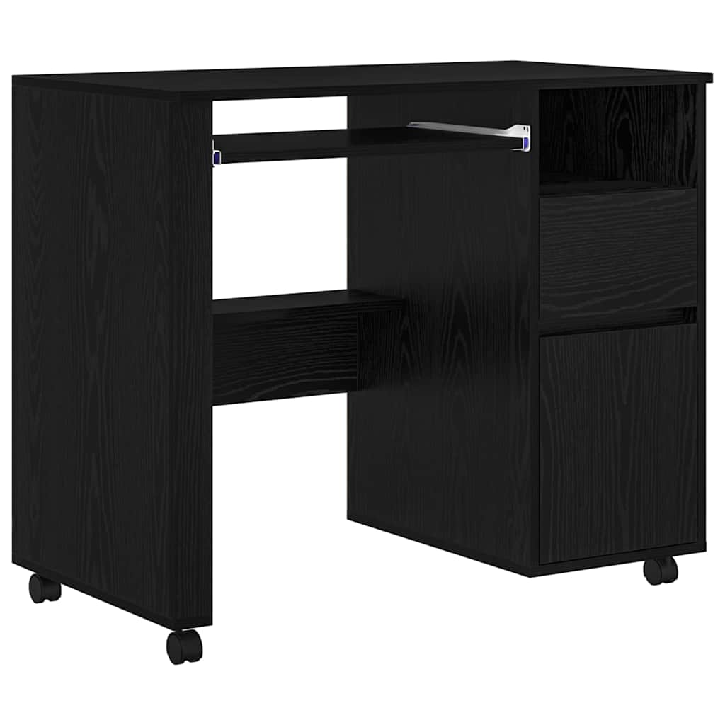 Tisch mit Rollen Schwarze Eiche 91 x 50 x 77 cm Holzwerkstoff