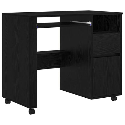 Tisch mit Rollen Schwarze Eiche 91 x 50 x 77 cm Holzwerkstoff