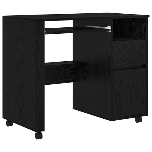 Tisch mit Rollen Schwarze Eiche 91 x 50 x 77 cm Holzwerkstoff