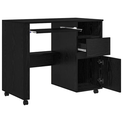 Tisch mit Rollen Schwarze Eiche 91 x 50 x 77 cm Holzwerkstoff