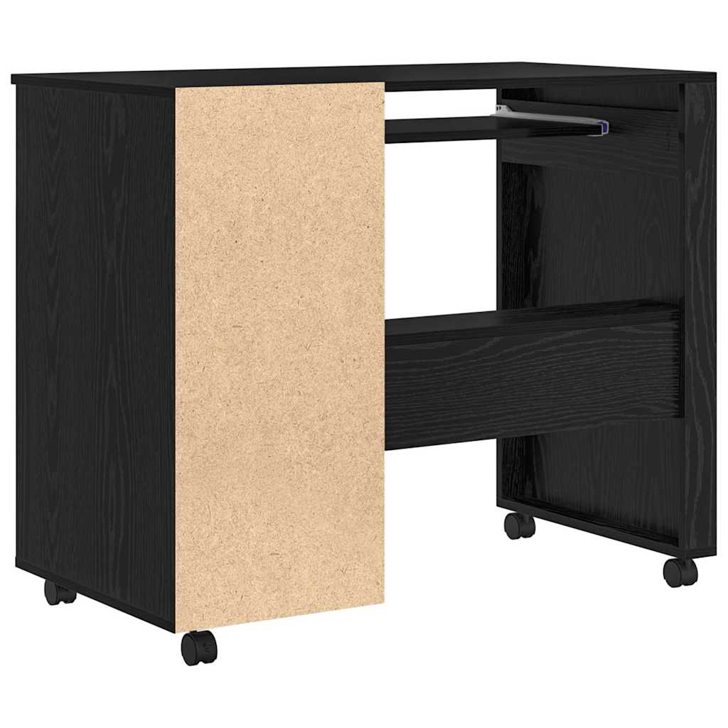 Tisch mit Rollen Schwarze Eiche 91 x 50 x 77 cm Holzwerkstoff