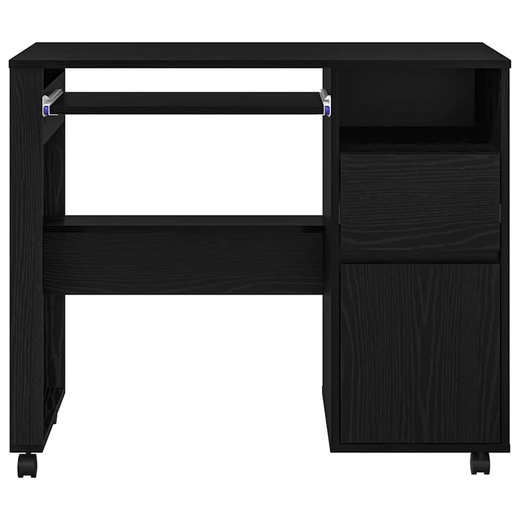Tisch mit Rollen Schwarze Eiche 91 x 50 x 77 cm Holzwerkstoff