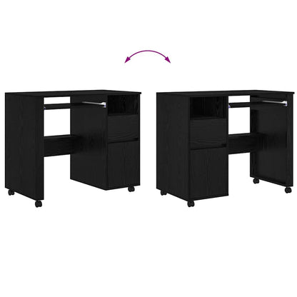 Tisch mit Rollen Schwarze Eiche 91 x 50 x 77 cm Holzwerkstoff