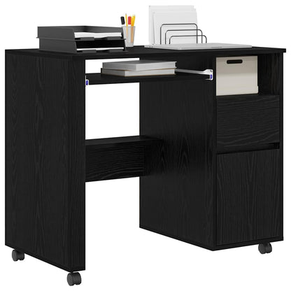 Tisch mit Rollen Schwarze Eiche 91 x 50 x 77 cm Holzwerkstoff
