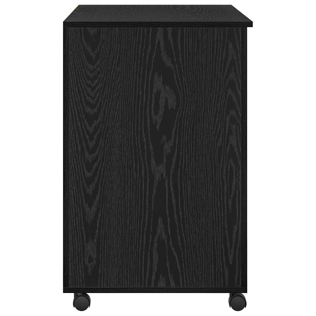 Tisch mit Rollen Schwarze Eiche 91 x 50 x 77 cm Holzwerkstoff