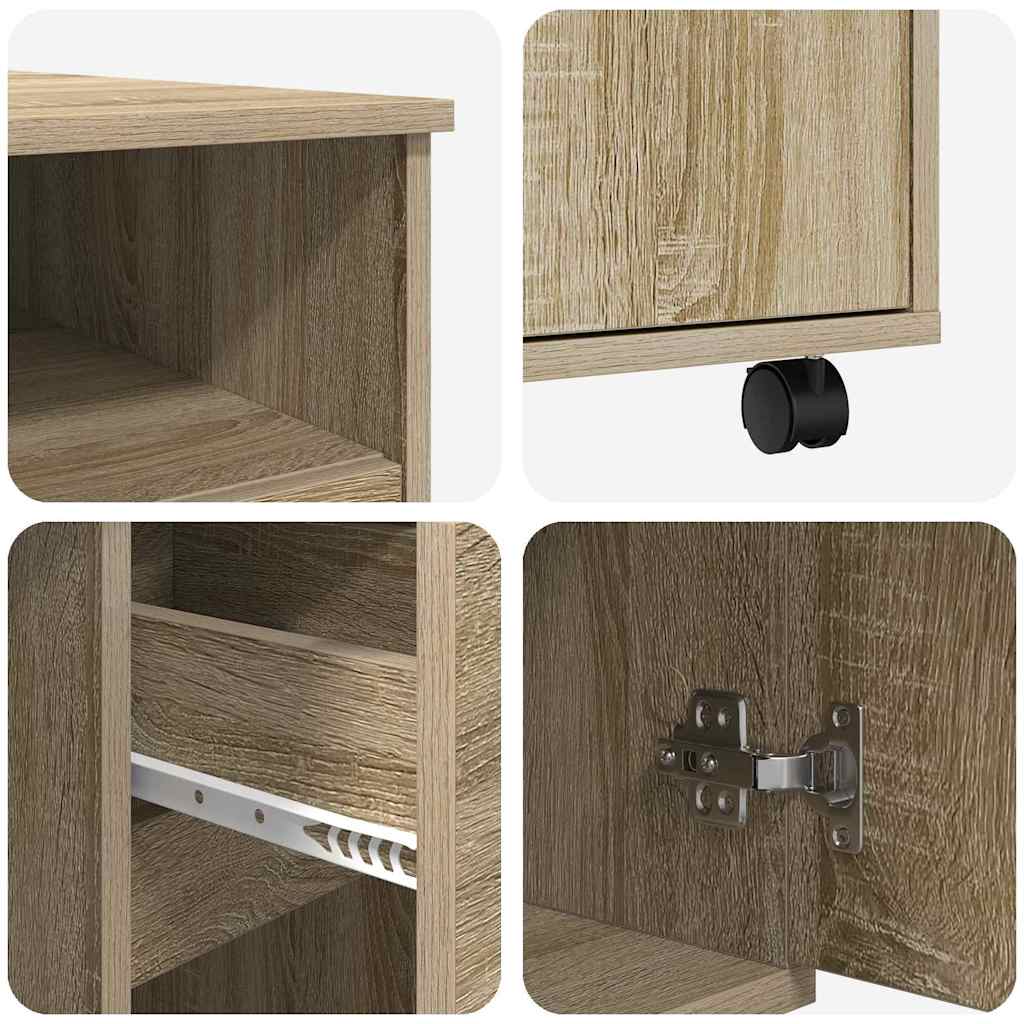 Tisch mit Rollen Sonoma Eiche 91 x 50 x 77 cm Holzwerkstoff
