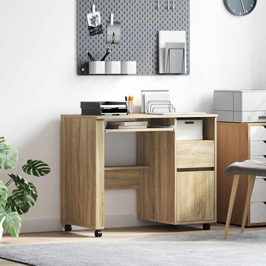 Tisch mit Rollen Sonoma Eiche 91 x 50 x 77 cm Holzwerkstoff