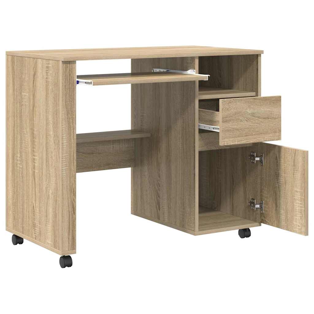 Tisch mit Rollen Sonoma Eiche 91 x 50 x 77 cm Holzwerkstoff