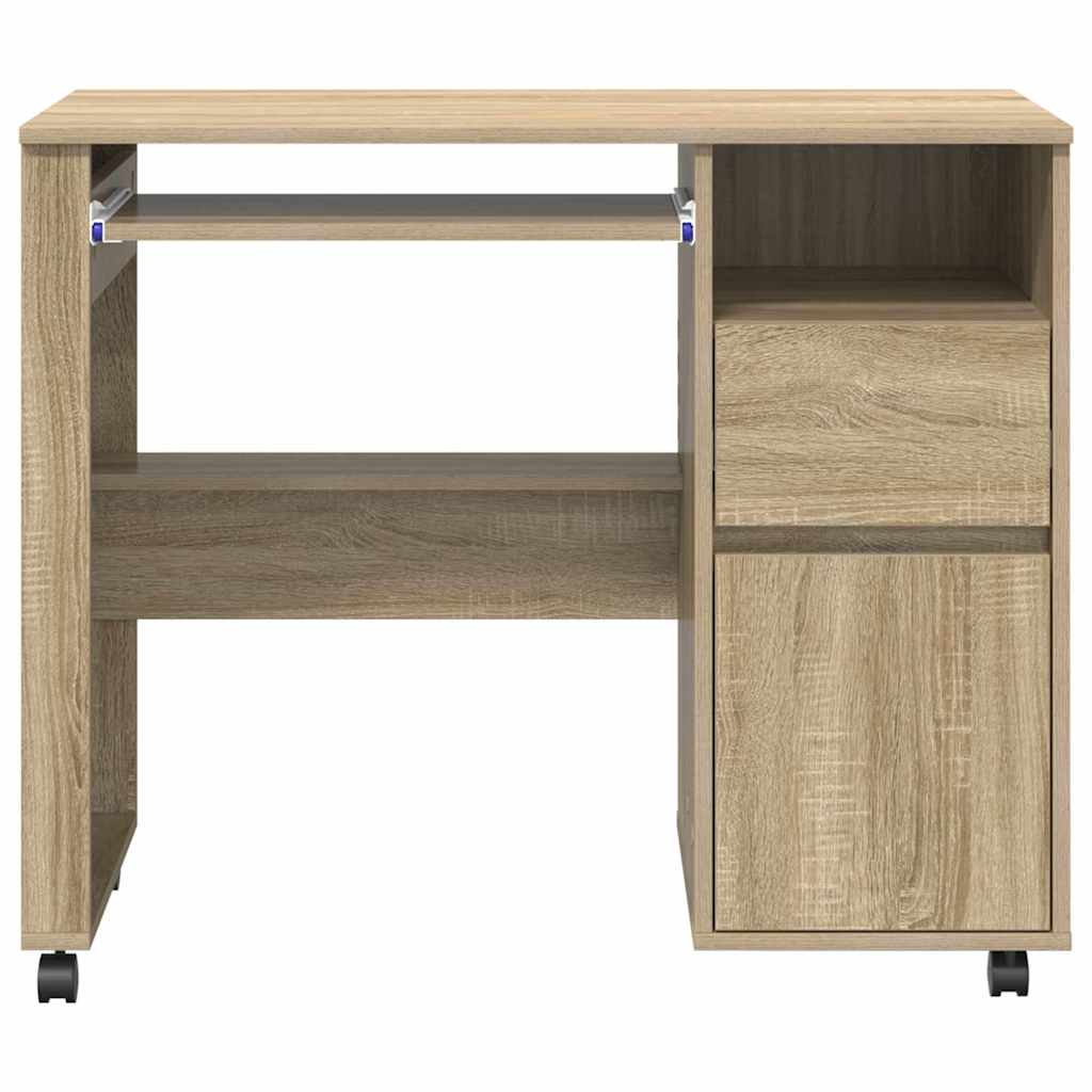 Tisch mit Rollen Sonoma Eiche 91 x 50 x 77 cm Holzwerkstoff