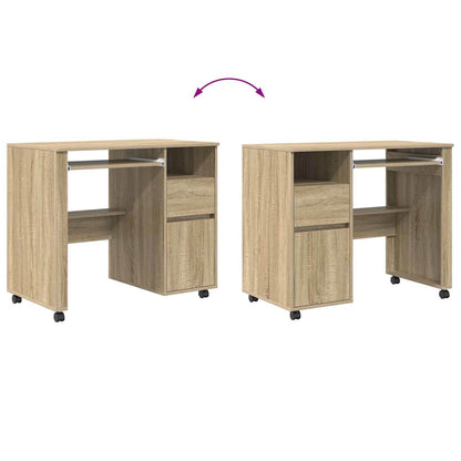 Tisch mit Rollen Sonoma Eiche 91 x 50 x 77 cm Holzwerkstoff