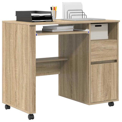 Tisch mit Rollen Sonoma Eiche 91 x 50 x 77 cm Holzwerkstoff