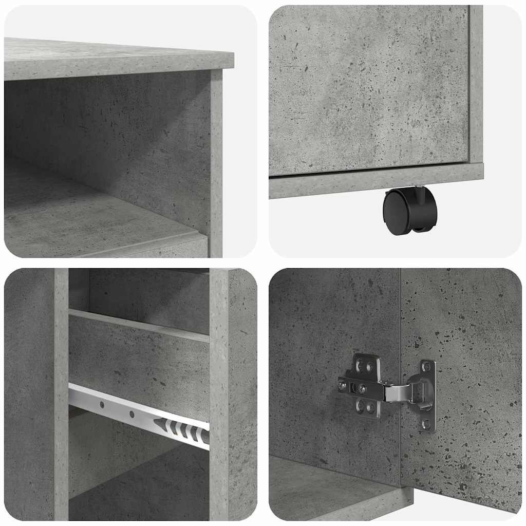 Tisch mit Rollen Beton Eiche 91 x 50 x 77 cm Holzwerkstoff