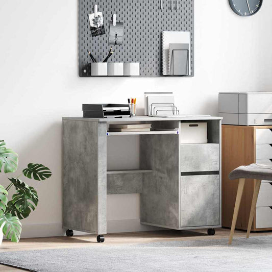 Tisch mit Rollen Beton Eiche 91 x 50 x 77 cm Holzwerkstoff