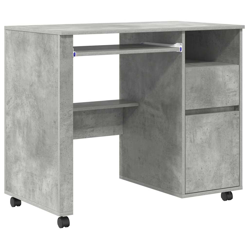 Tisch mit Rollen Beton Eiche 91 x 50 x 77 cm Holzwerkstoff