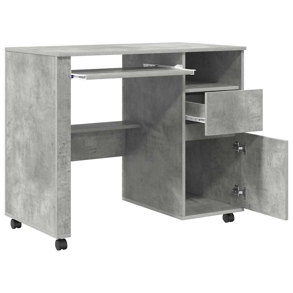 Tisch mit Rollen Beton Eiche 91 x 50 x 77 cm Holzwerkstoff
