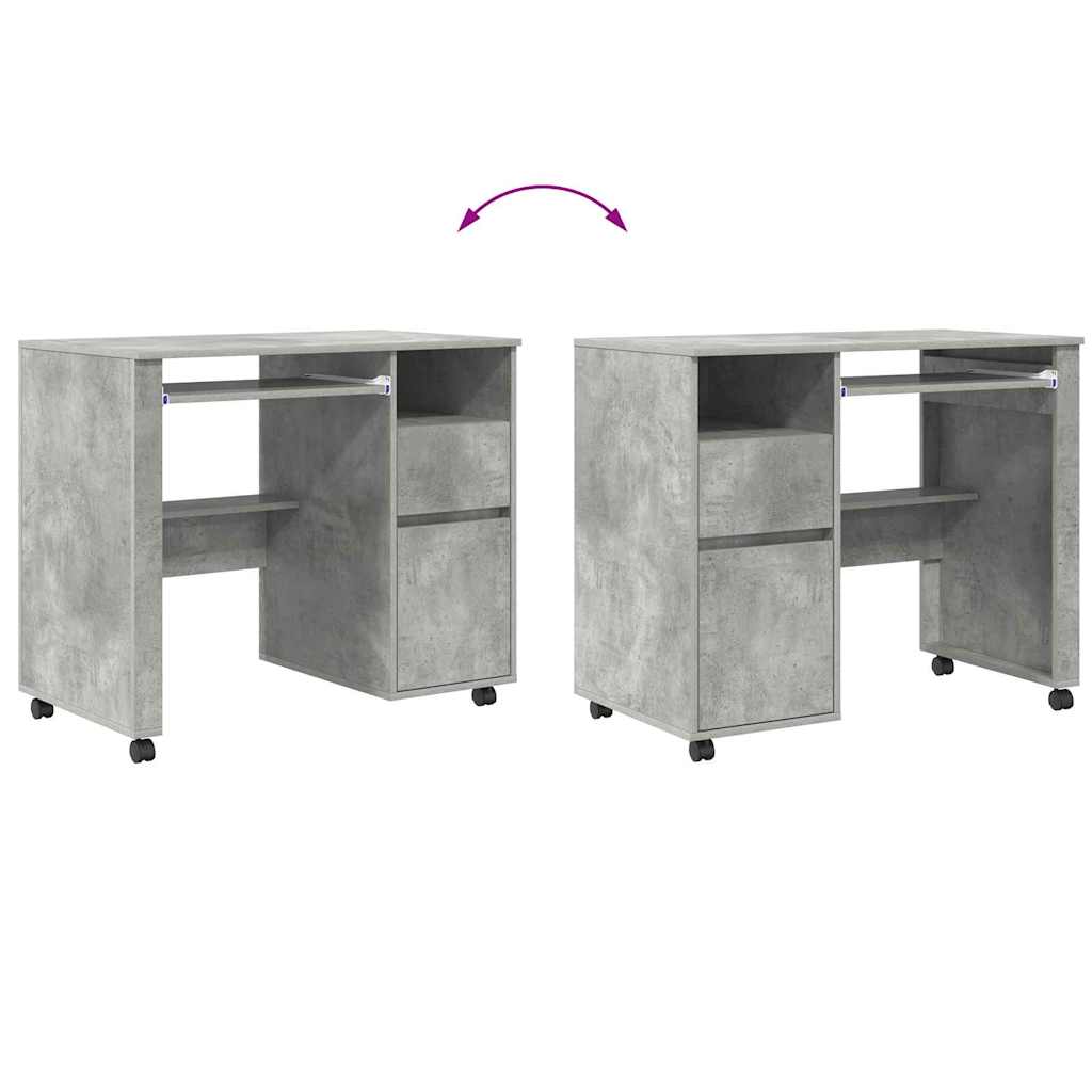 Tisch mit Rollen Beton Eiche 91 x 50 x 77 cm Holzwerkstoff