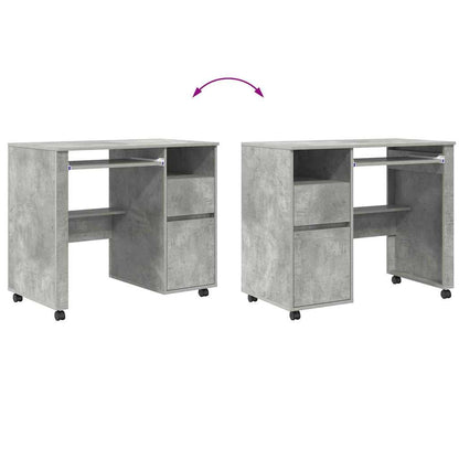 Tisch mit Rollen Beton Eiche 91 x 50 x 77 cm Holzwerkstoff